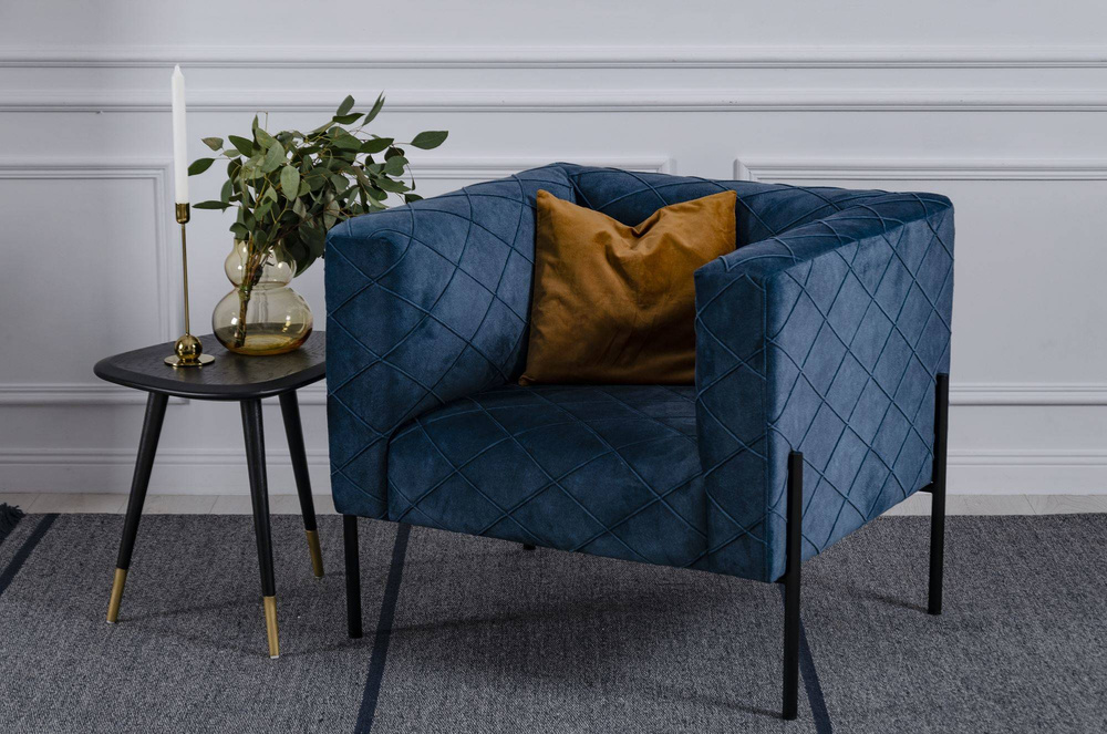 Nordic Line :: Upholstered armchair Block blue 85x76x79 cm