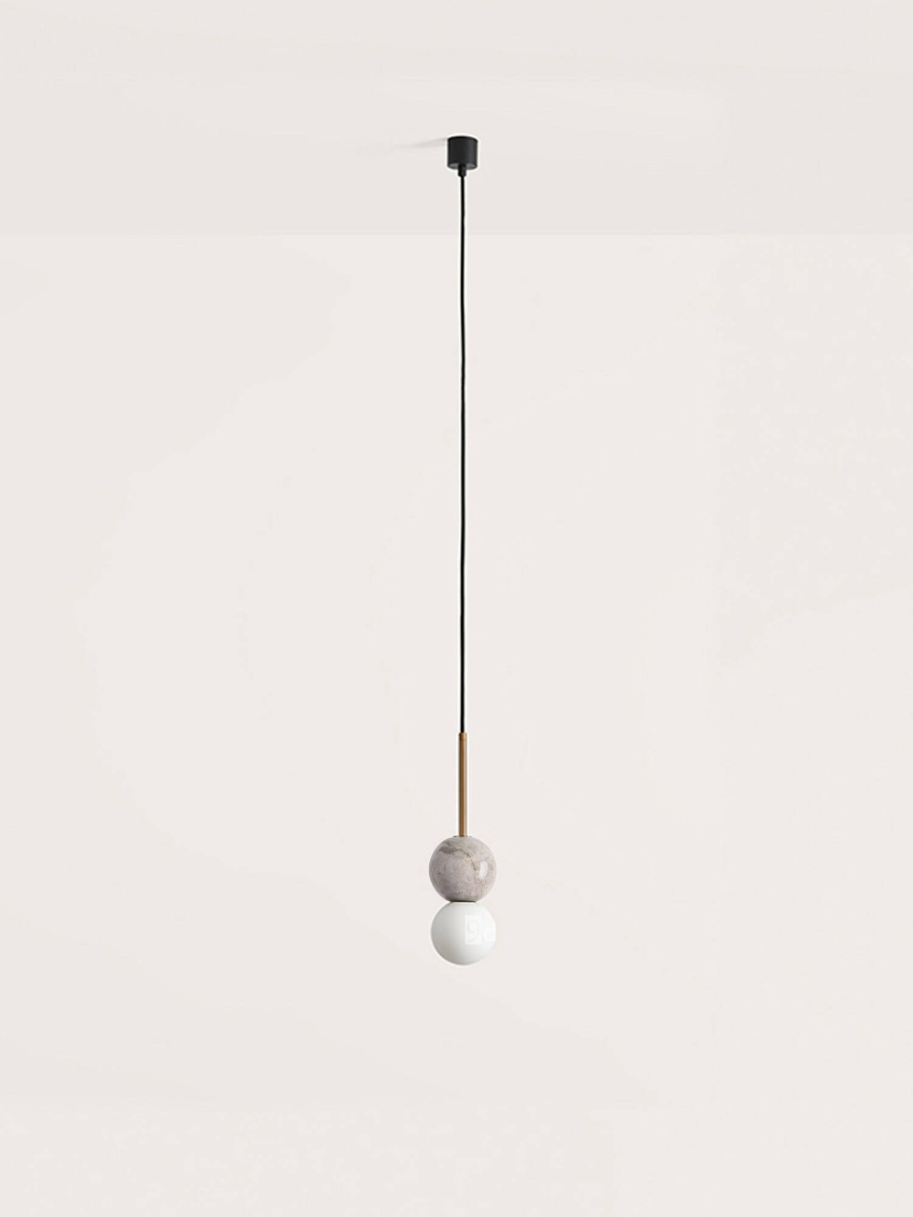 Aromas :: Dalt hanging lamp white marble / gold metal diameter 10 cm