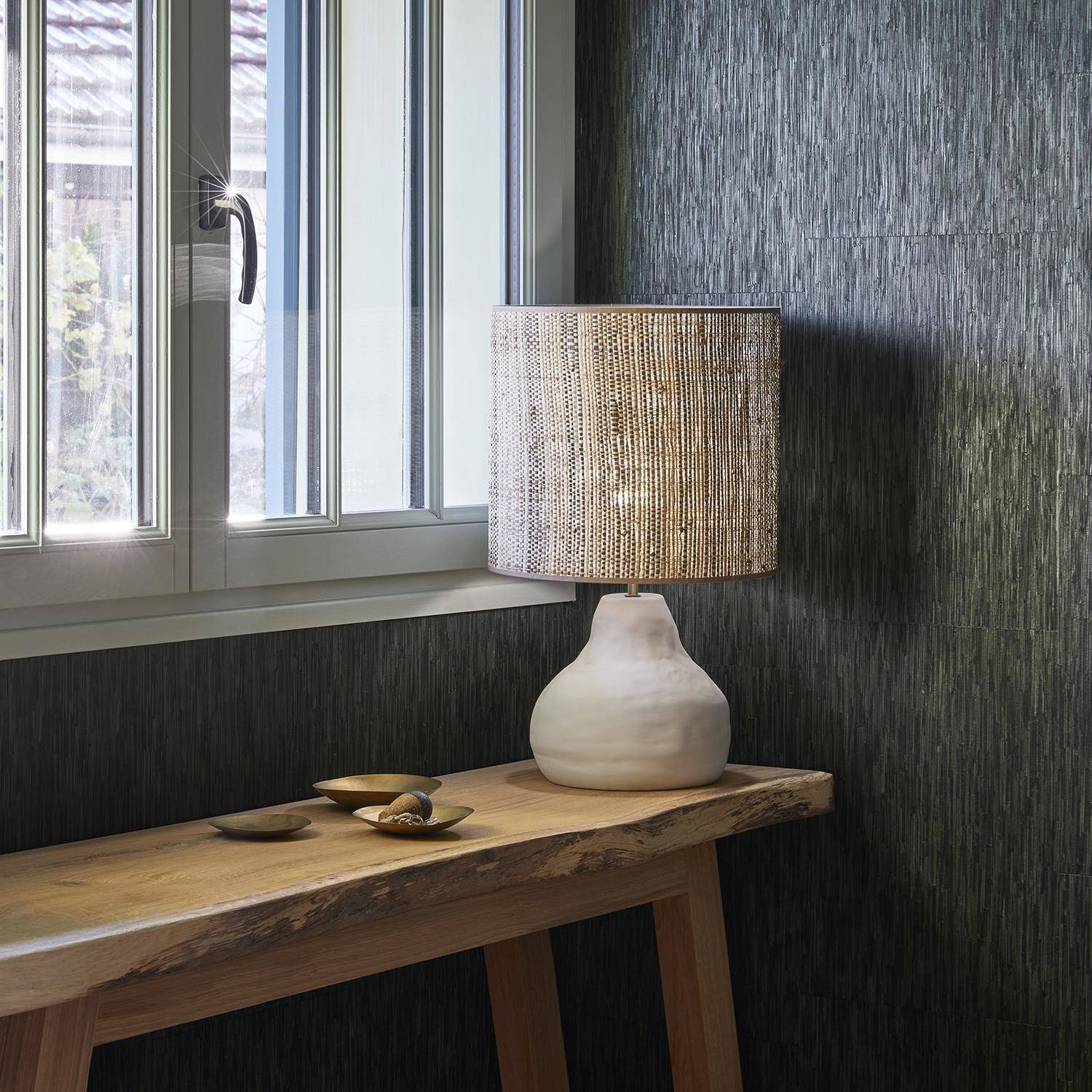 Market Set :: Table lamp Portinatx white-brown H: 58 cm