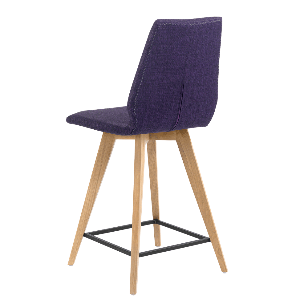 Mobitec :: Upholstered bar stool / bar stool Mood 41, height 101 cm, purple, wooden legs