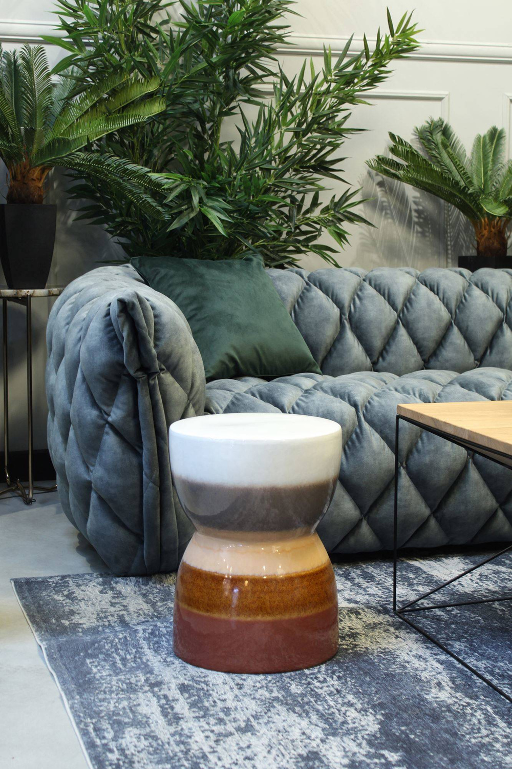 Nordic Line :: Sofa tapicerowana Goldy niebieska 220x67x99 cm