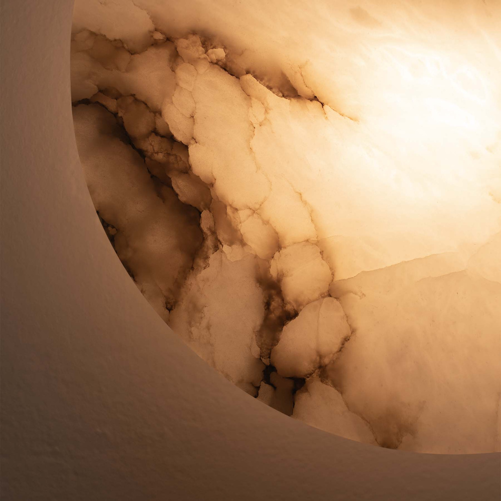 Embassy Interiors :: Eos alabaster wall lamp / sconce, diameter 30 cm, white alabaster / brass with patina