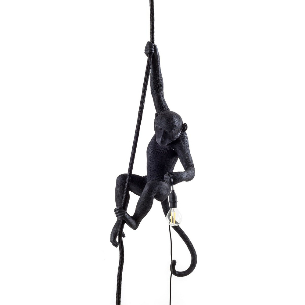 Seletti :: Deckenlampe aus Harz Monkey With Rope schwarz