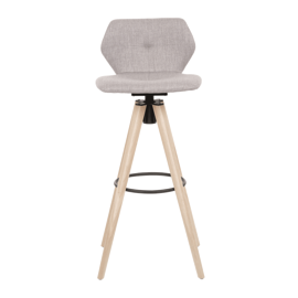 Mobitec :: Krzesło barowe / hoker tapicerowany obrotowy Mood 91 wys. 102 cm szary nogi drewniane