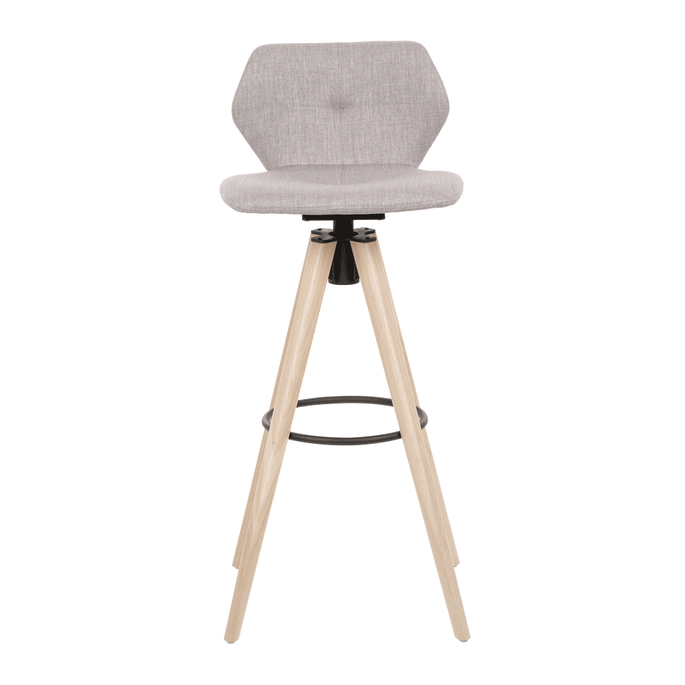 Mobitec :: Upholstered swivel bar stool / stool Mood 91, height 102 cm, gray, wooden legs