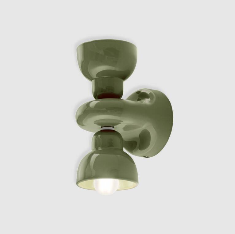 Ferroluce :: Berimbau wall lamp / sconce, height 25.5 cm, green