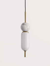 Aromas :: Anet hanging lamp, gold with white marble
