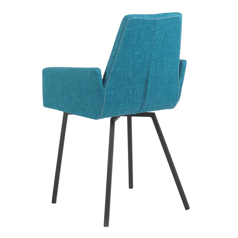 Mobitec :: Mood 43 blue upholstered chair with armrests, width 58 cm, metal legs