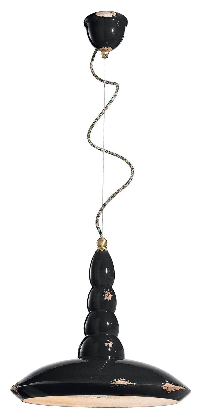 Ferroluce :: Vintage black pendant lamp, diameter 40 cm