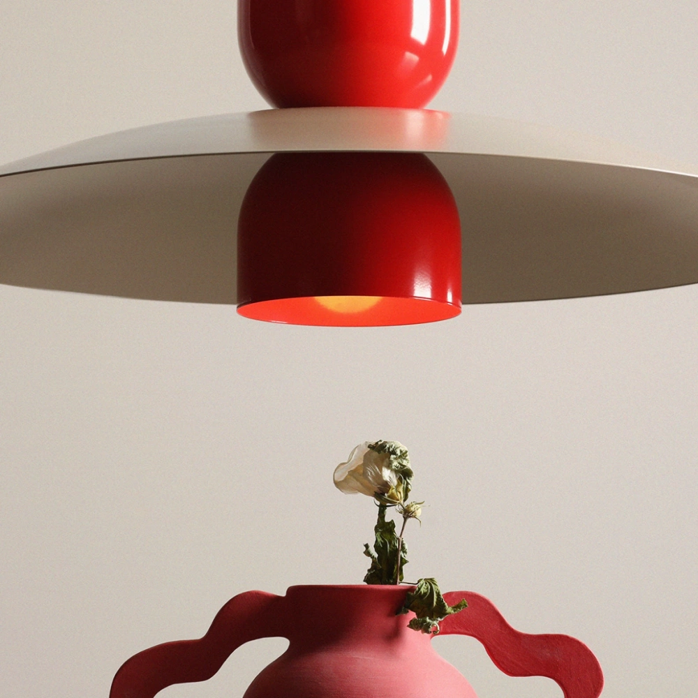 Artera :: Lampa wisząca Nutta śr. 65 cm beżowo-czerwona