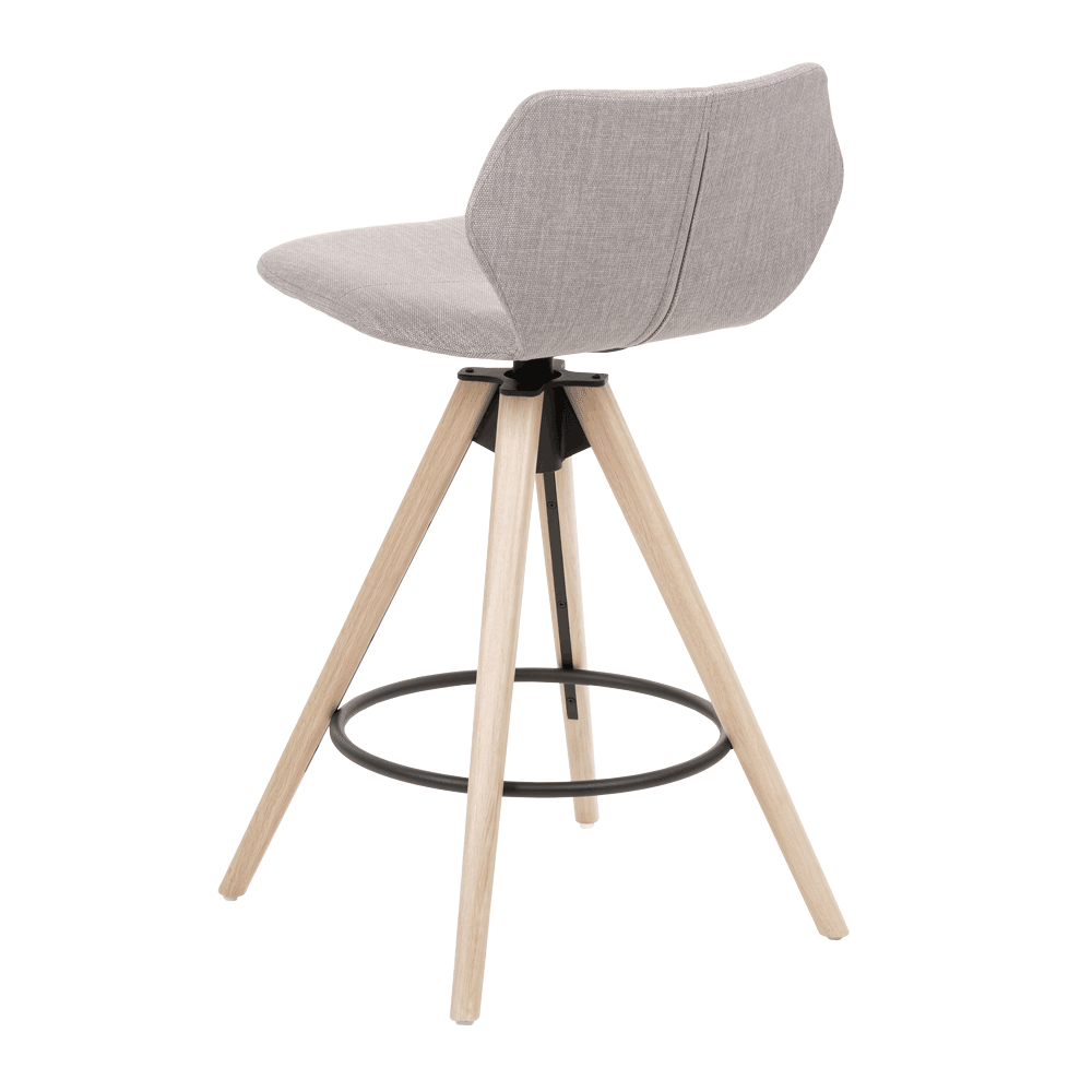 Mobitec :: Upholstered swivel bar stool / stool Mood 91, height 85 cm, gray, wooden legs
