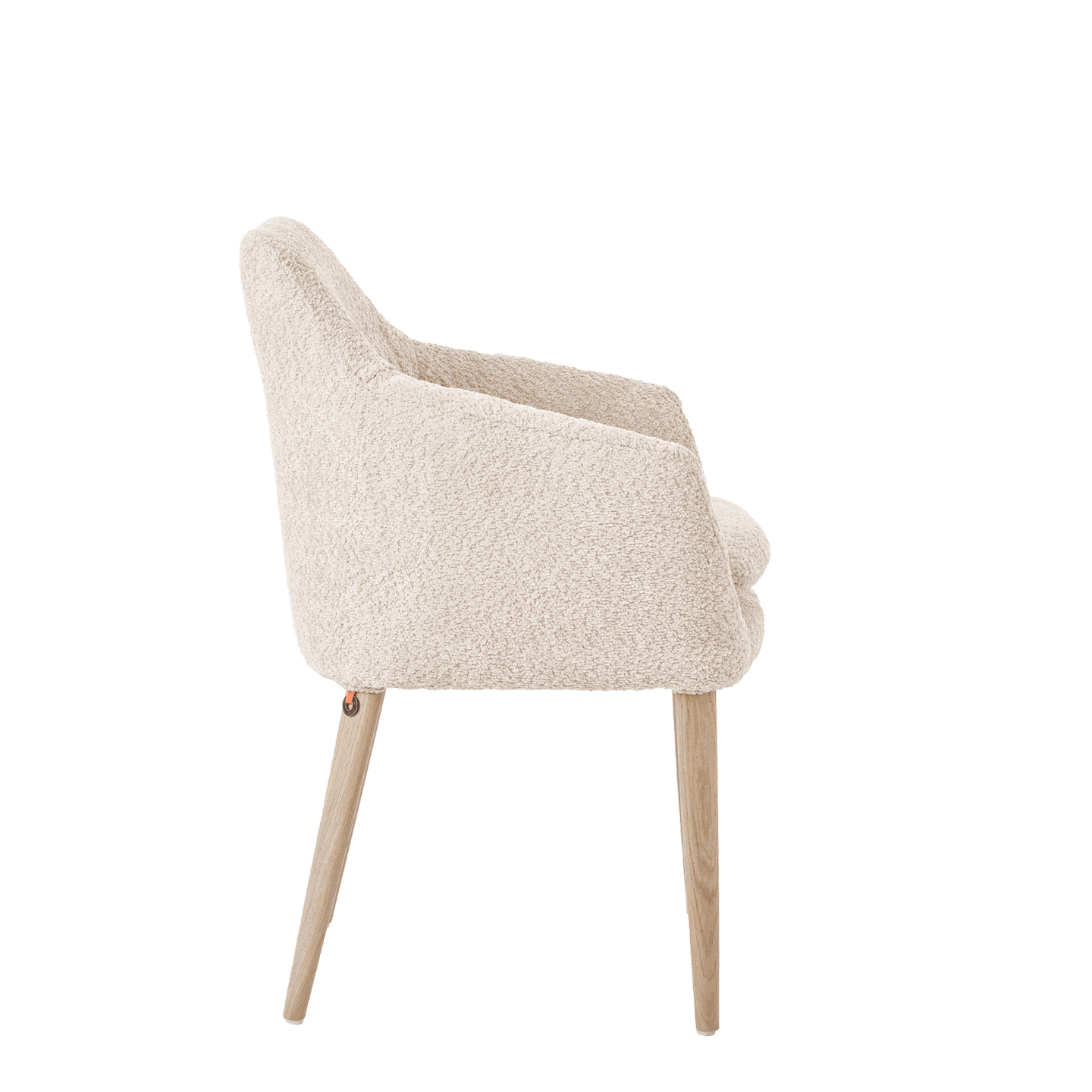 Mobitec :: Saga C02 beige upholstered chair with armrests, 62 cm wide, wooden legs