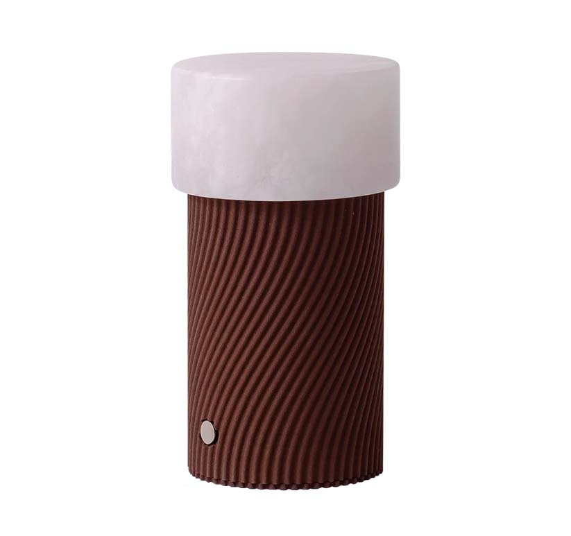 Robin :: Rizzo Cork portable table lamp, alabaster, dark brown, height 16 cm