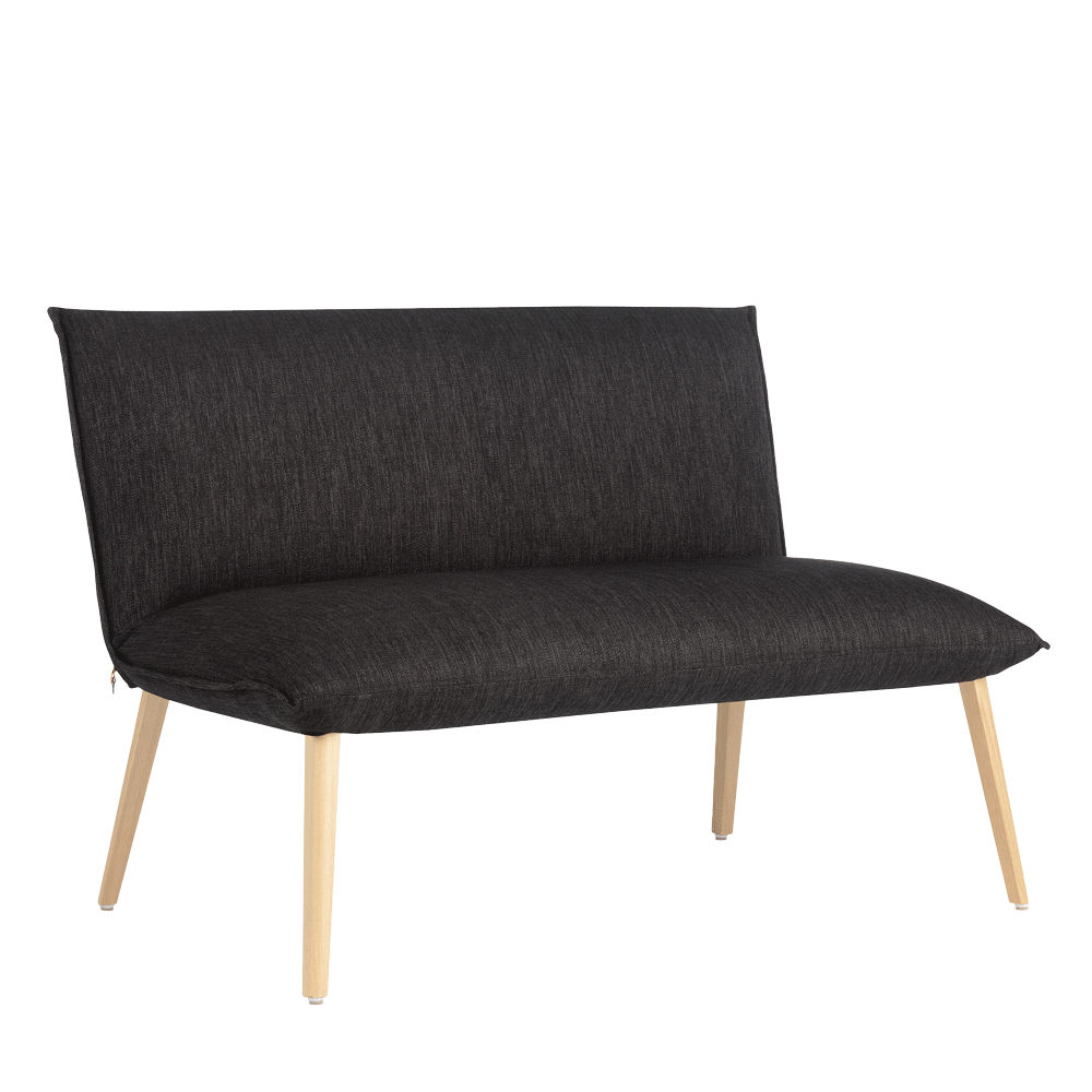 Mobitec :: 2-seater upholstered sofa/bench Soft C07, width 121cm, dark gray with wooden legs