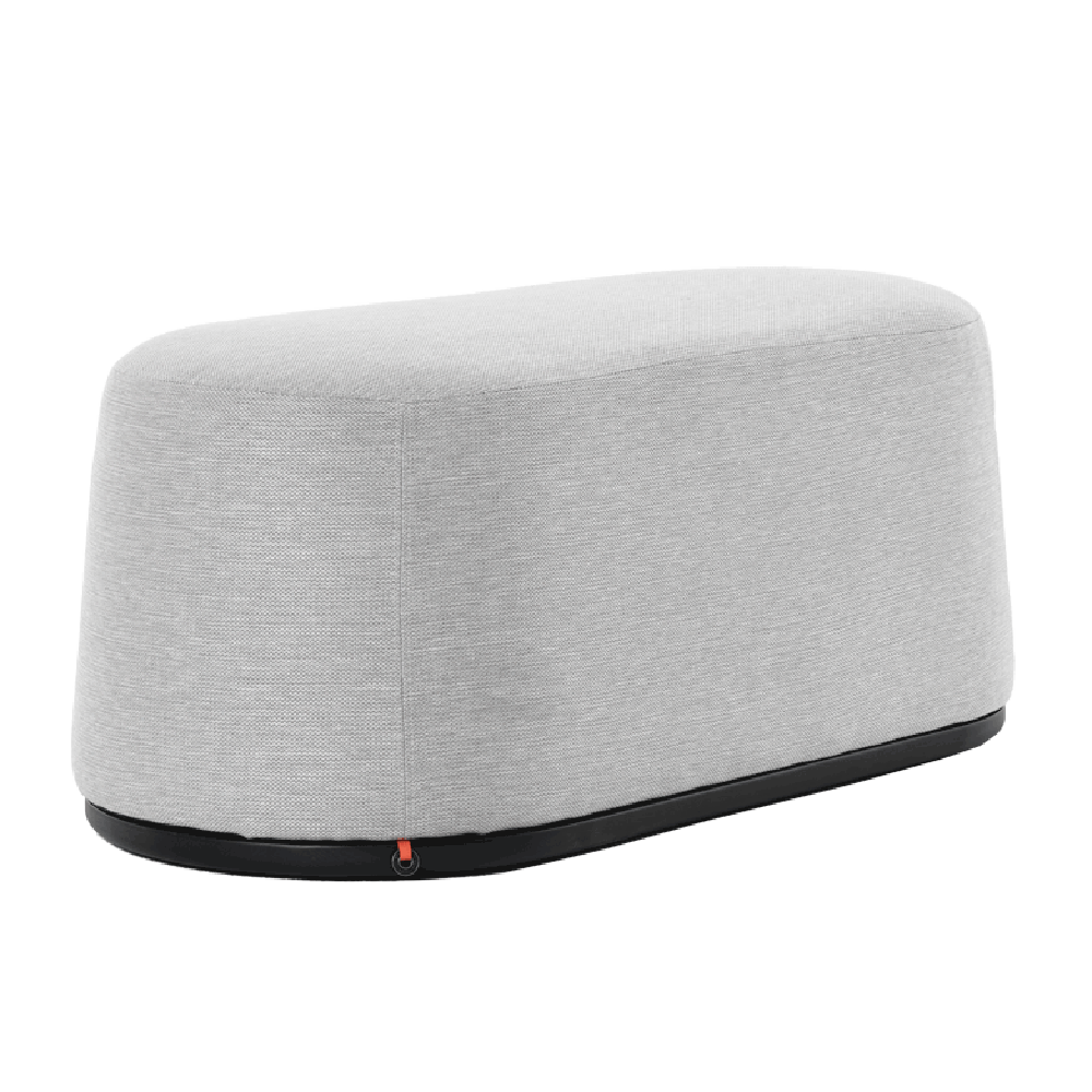 Mobitec :: Bolero gray upholstered 2-seater bench/pouffe with wooden base, width 111 cm