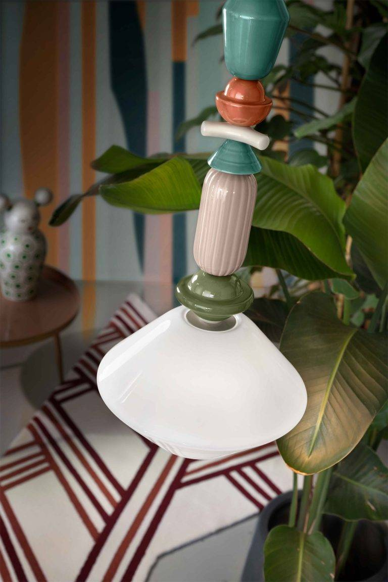 Ferroluce :: Lariat pendant lamp, white, ceiling lamp, height 87 cm