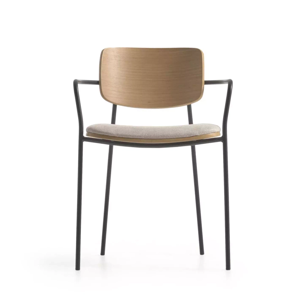 Upholstered chair Marcel cream-black h. 76 cm