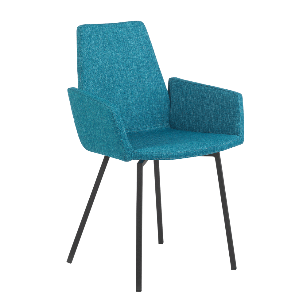 Mobitec :: Mood 43 blue upholstered chair with armrests, width 58 cm, metal legs