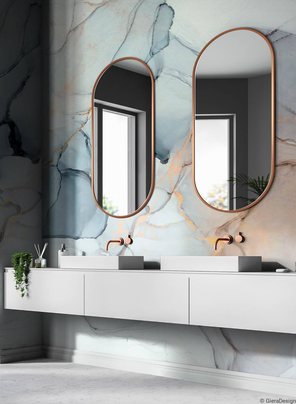 Giera Design :: Ambient Slim Spiegel, Kupfer, oval, 60x125 cm