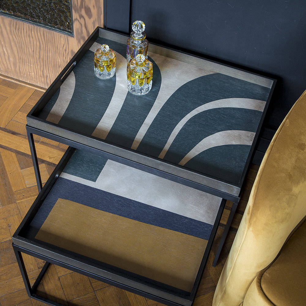 Ethnicraft :: Tablett aus Holz Slate Curves Größe L multi gelöscht