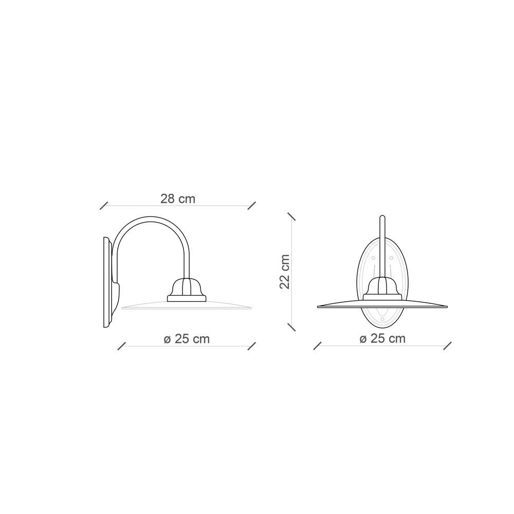 Ferroluce :: B&W Wandleuchte/Wandleuchte, schwarz und weiß, Tiefe 28 cm