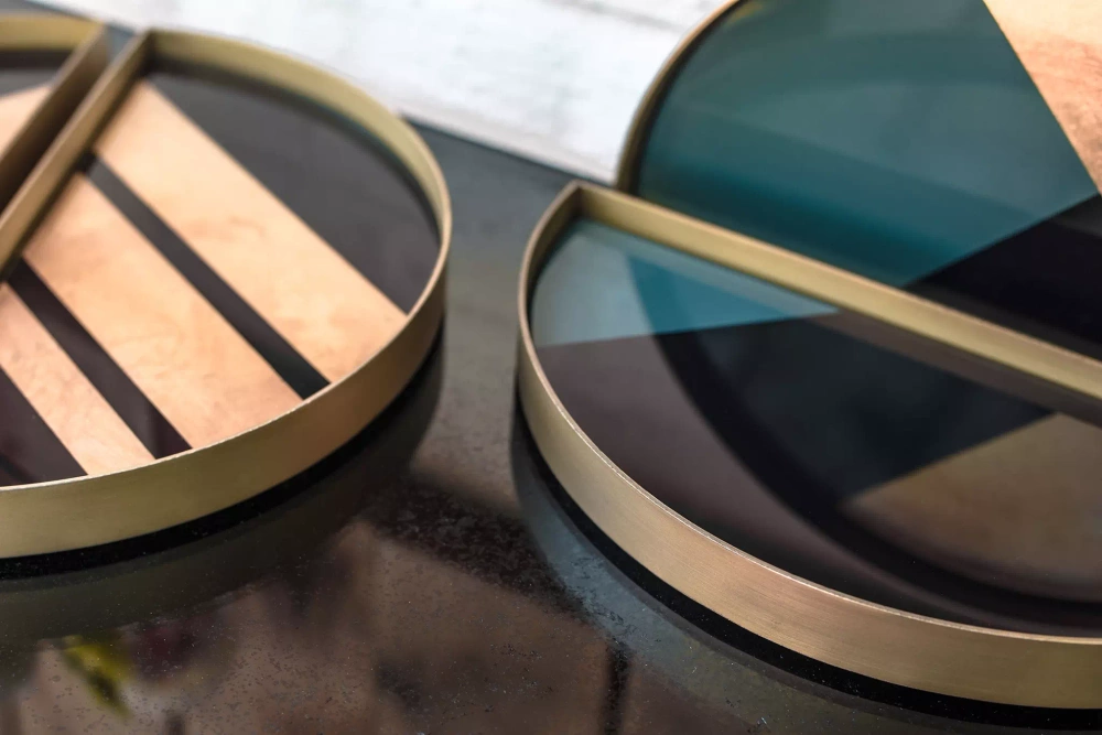 Ethnicraft :: stain decorative Geometric glass valet tray rozm. S