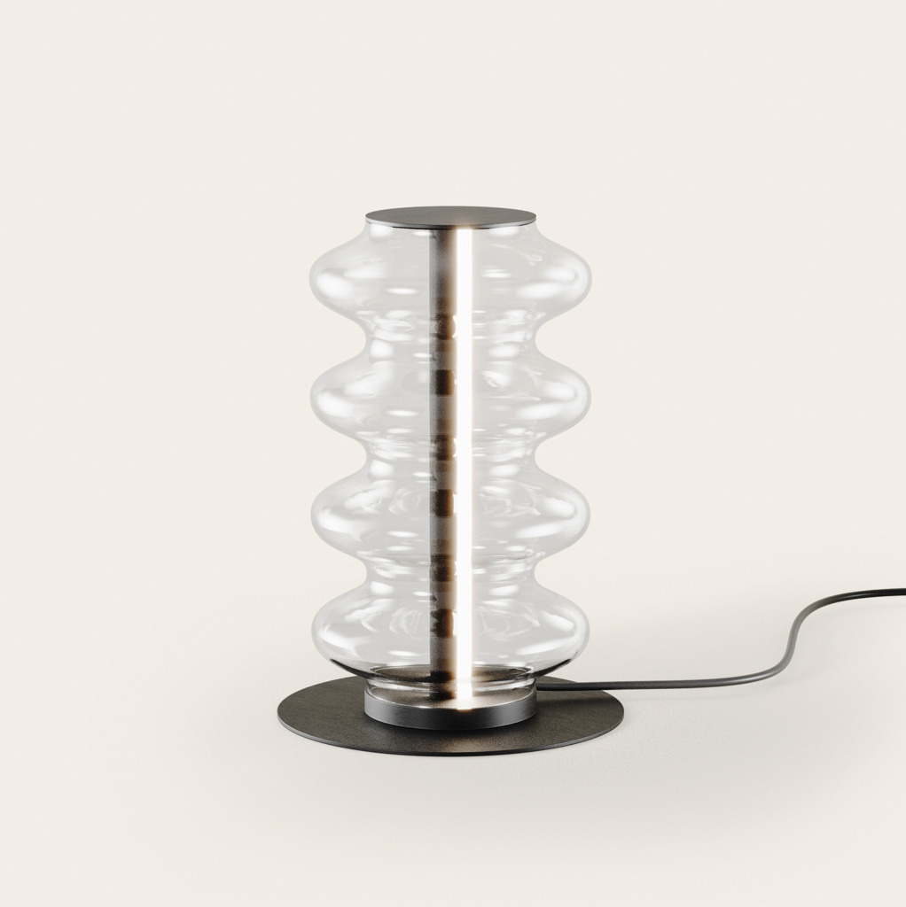 Aromas :: Lampa stołowa Vitree wys. 36 cm transparentne szkło / czarny metal