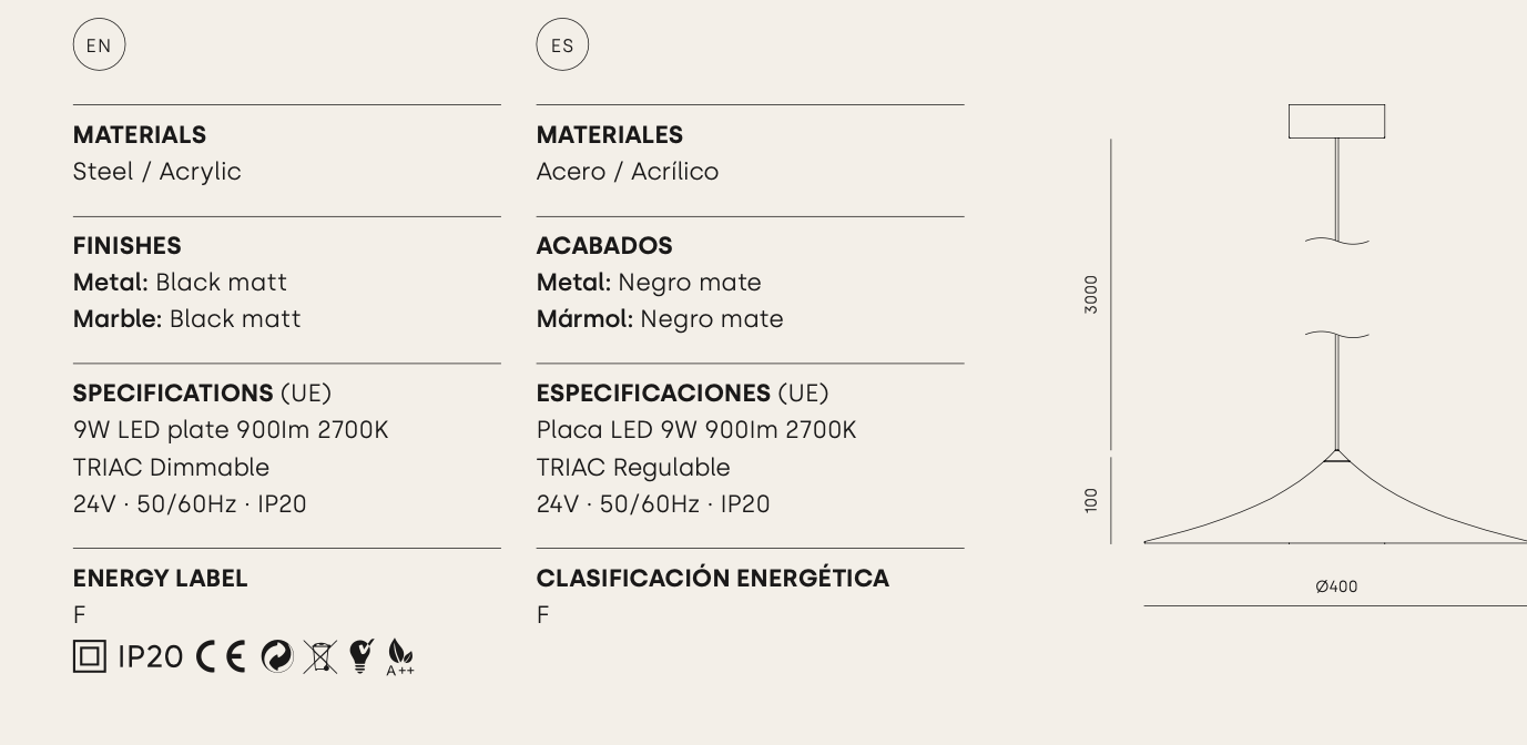 Aromas :: Lampa wisząca Hat czarna 