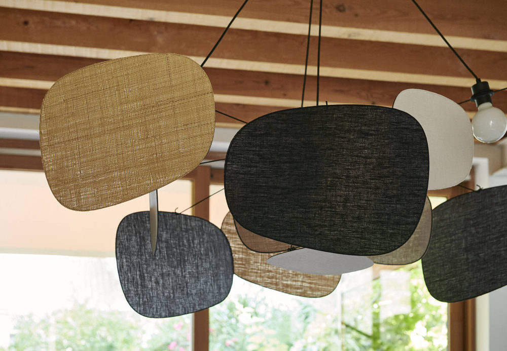 Market Set :: Screen 70's hanging lamp, diameter 150 cm, size XXL, beige and black