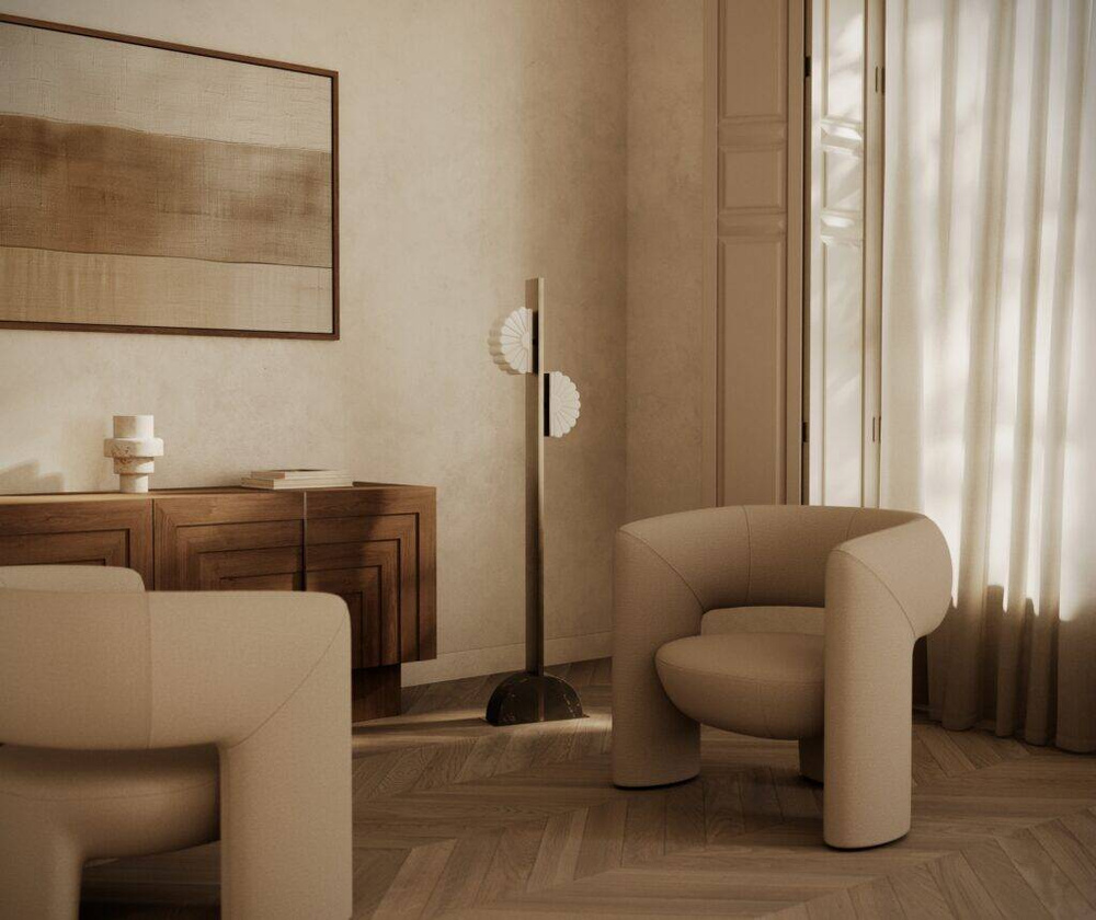 Aromas :: Gina floor lamp, height 140 cm, black and gold marble base