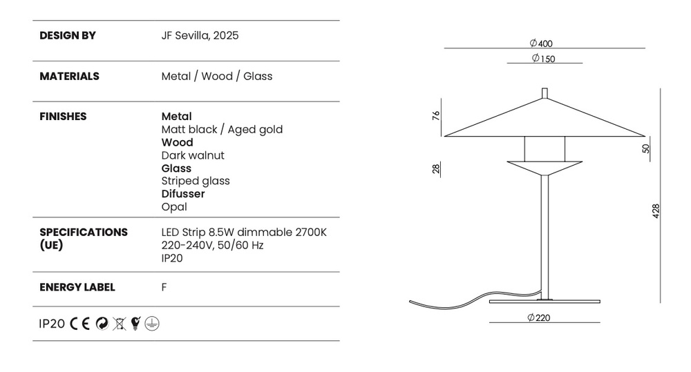 Aromas :: Lampa stołowa Gehit wys. 42,8 cm czarna 