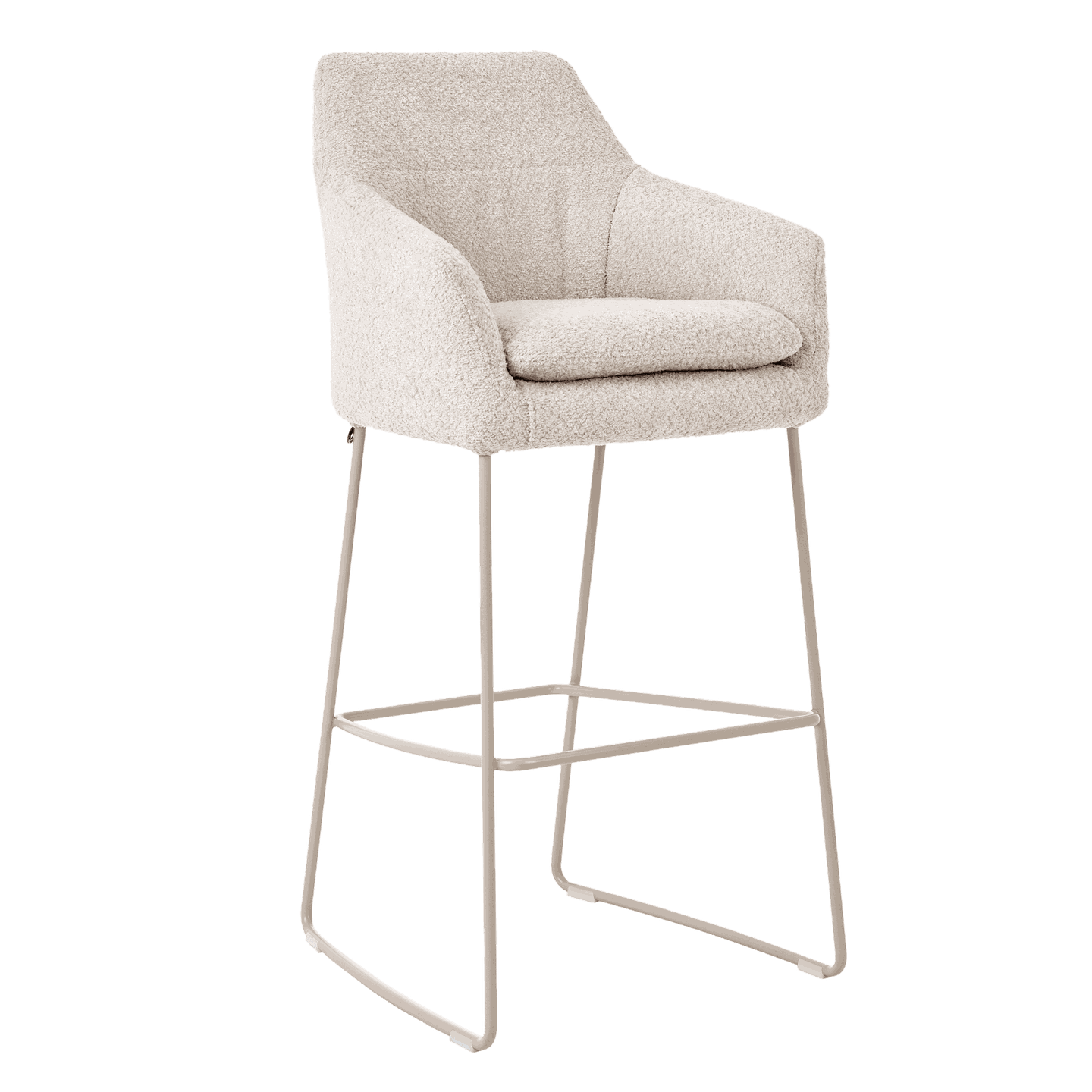 Mobitec :: Saga C14 upholstered bar stool / stool, height 114 cm, gray, with armrests, metal legs