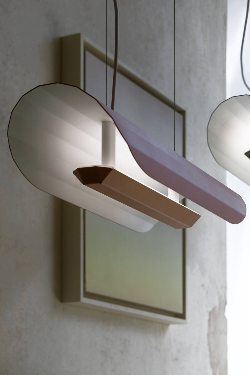 Kaspa :: Apolin linear pendant lamp, width 65 cm, pink
