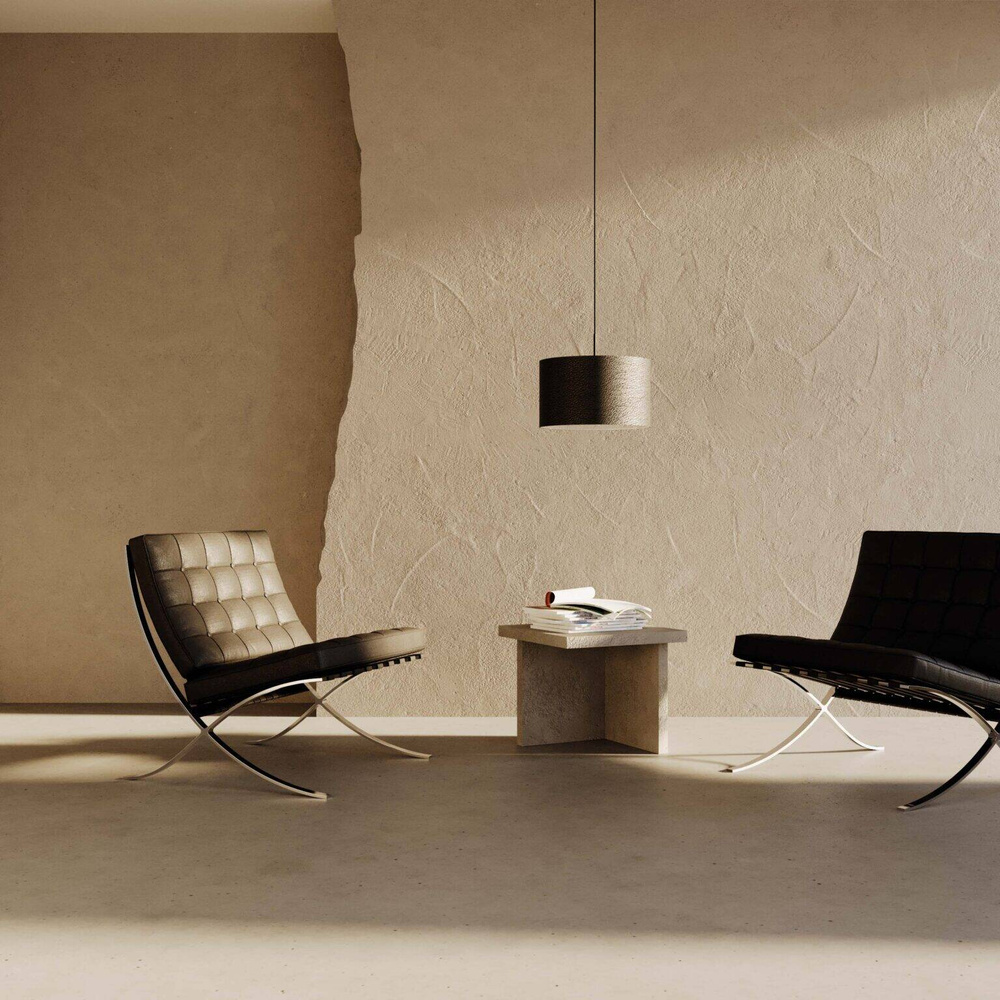 Aromas :: Rems hanging lamp, diameter 40 cm, dark brown leather shade