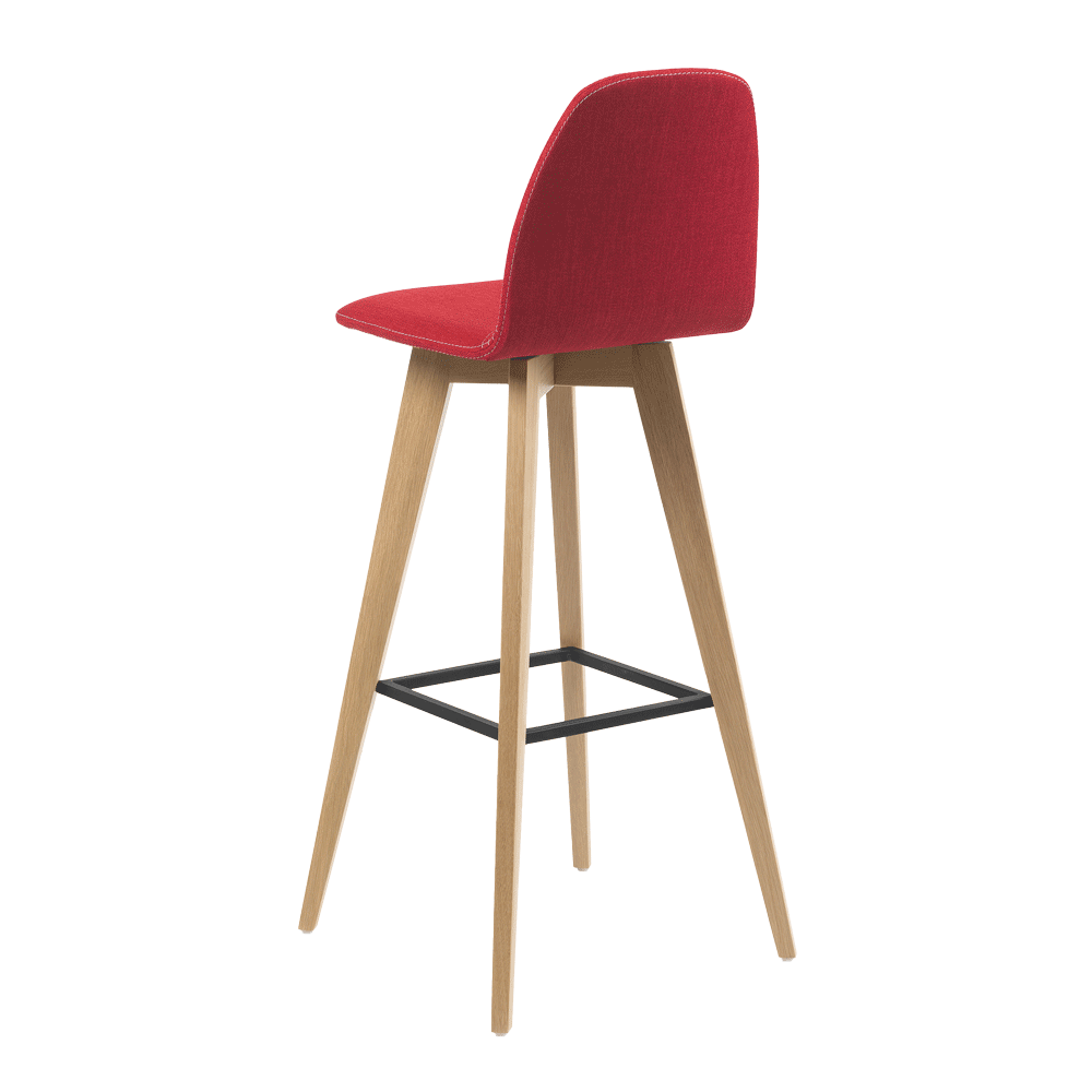 Mobitec :: Mood 11 upholstered bar stool/stool, height 113 cm, red, wooden legs