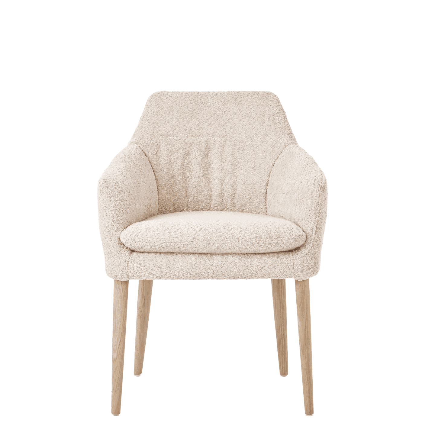 Mobitec :: Saga C02 beige upholstered chair with armrests, 62 cm wide, wooden legs