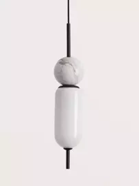 AROMAS :: Pendant lamp Anet black mat/white marble