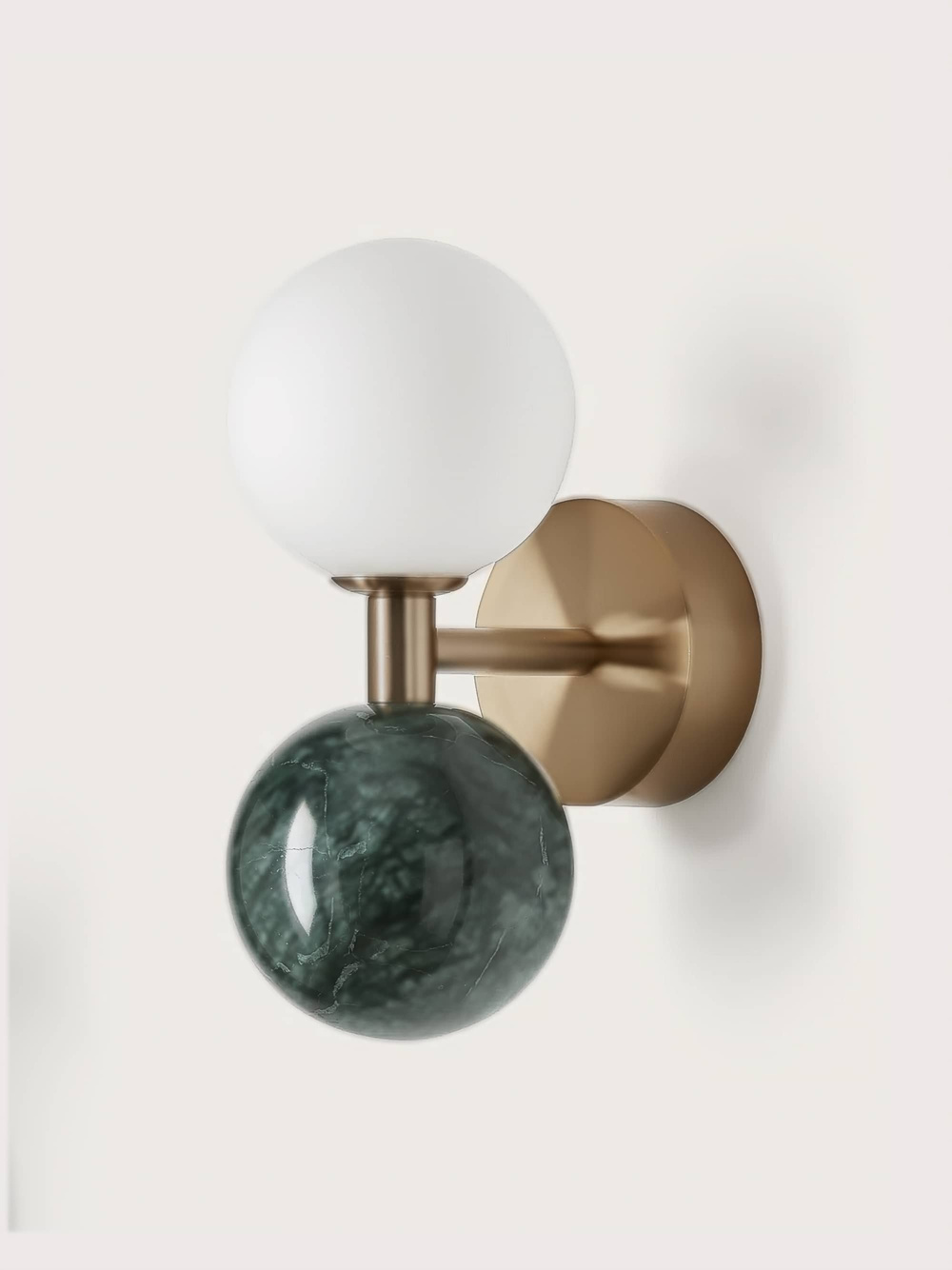 Aromas :: Dalt wall lamp / sconce, height 23.2 cm, green marble, gold metal