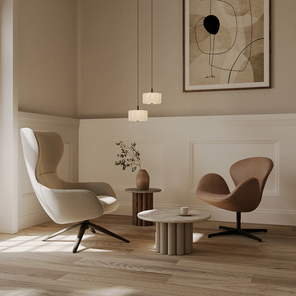 Aromas :: Flow hanging lamp, diameter 20 cm, gold/milky shade