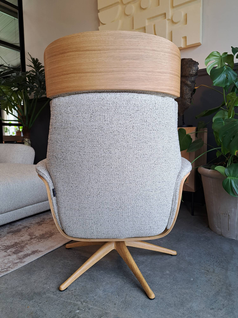 Flexlux :: Clement gepolsterter Relaxsessel mit Fußhocker, Grau-Eiche, mittelgroß