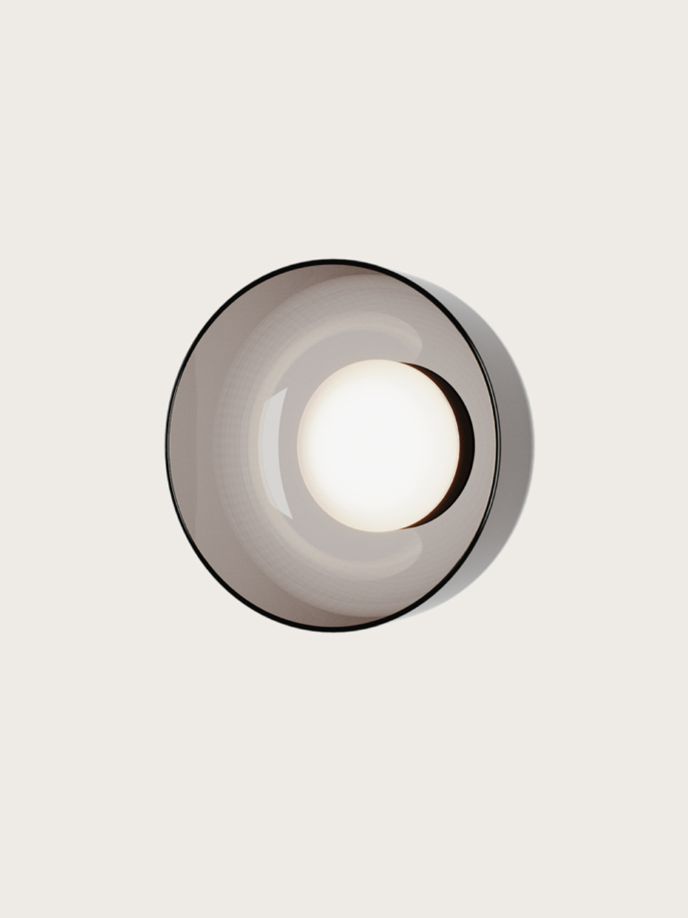 Aromas :: Ipon Wandleuchte / Wandleuchte, Durchmesser 20 cm, rauchgrau / schwarzes Metall