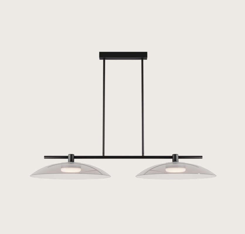 Aromas :: Betty 2 hanging lamp, width 80 cm, transparent glass / black metal