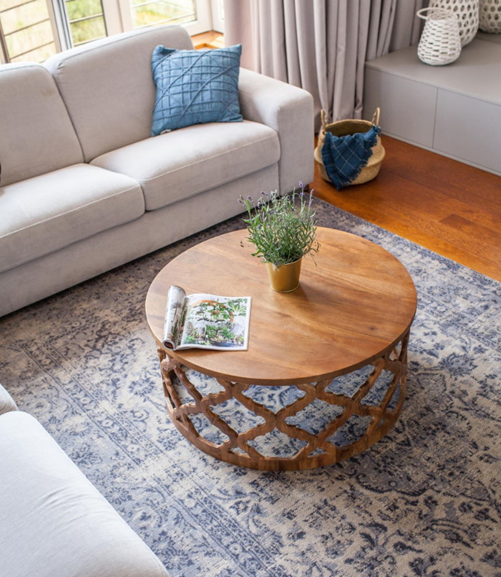 TABLE4U :: Drewniany stolik kawowy Huggen Stor śr. 100x40 - kolor bursztyn