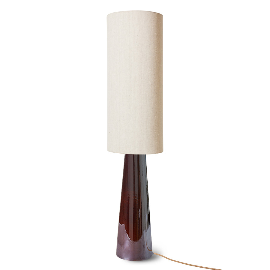 HKLiving: Floor lamp with a boucle shade, height 130 cm, brown stoneware with a linen shade