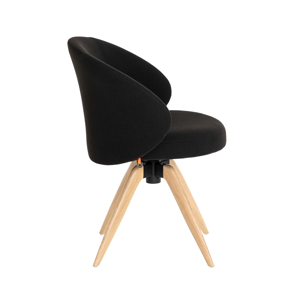 Mobitec :: Neo C06 black swivel chair with armrests on wooden legs, width 59 cm