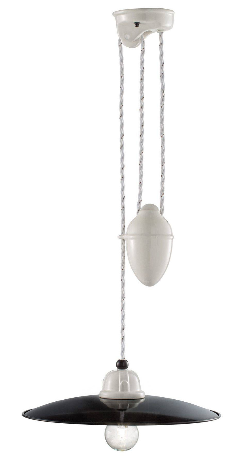 Ferroluce :: B&W schwarz-weiße Pendelleuchte, Durchmesser 30 cm