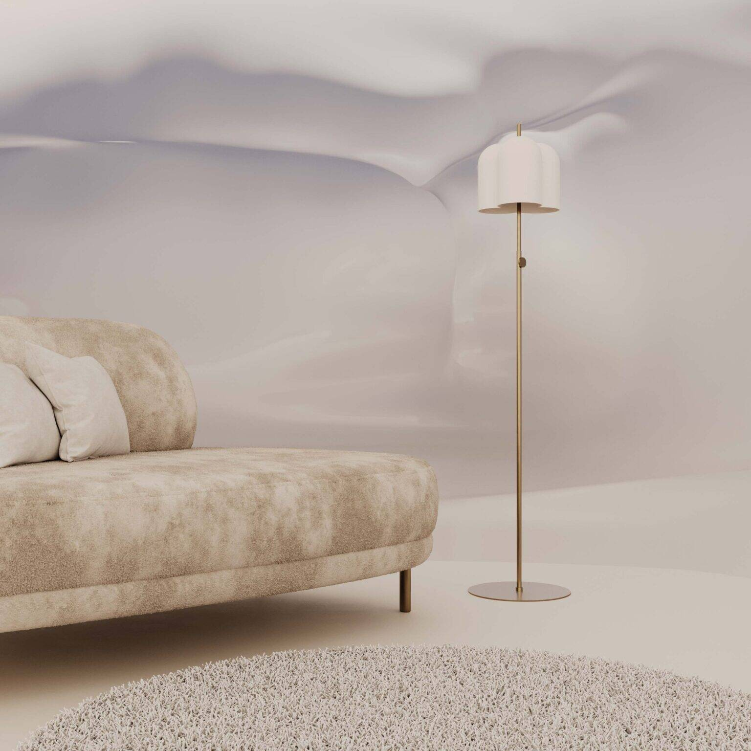 Aromas :: Oket floor lamp, gold and white, height 120 cm