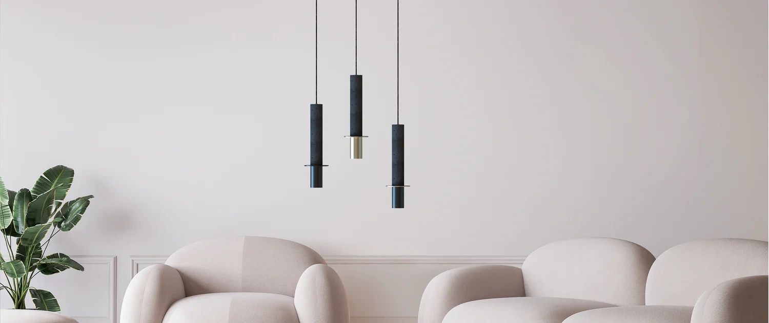 Robin :: Rita Hängeleuchte, Höhe 41 cm, Schwarz und Messing (schwarze Scheibe)