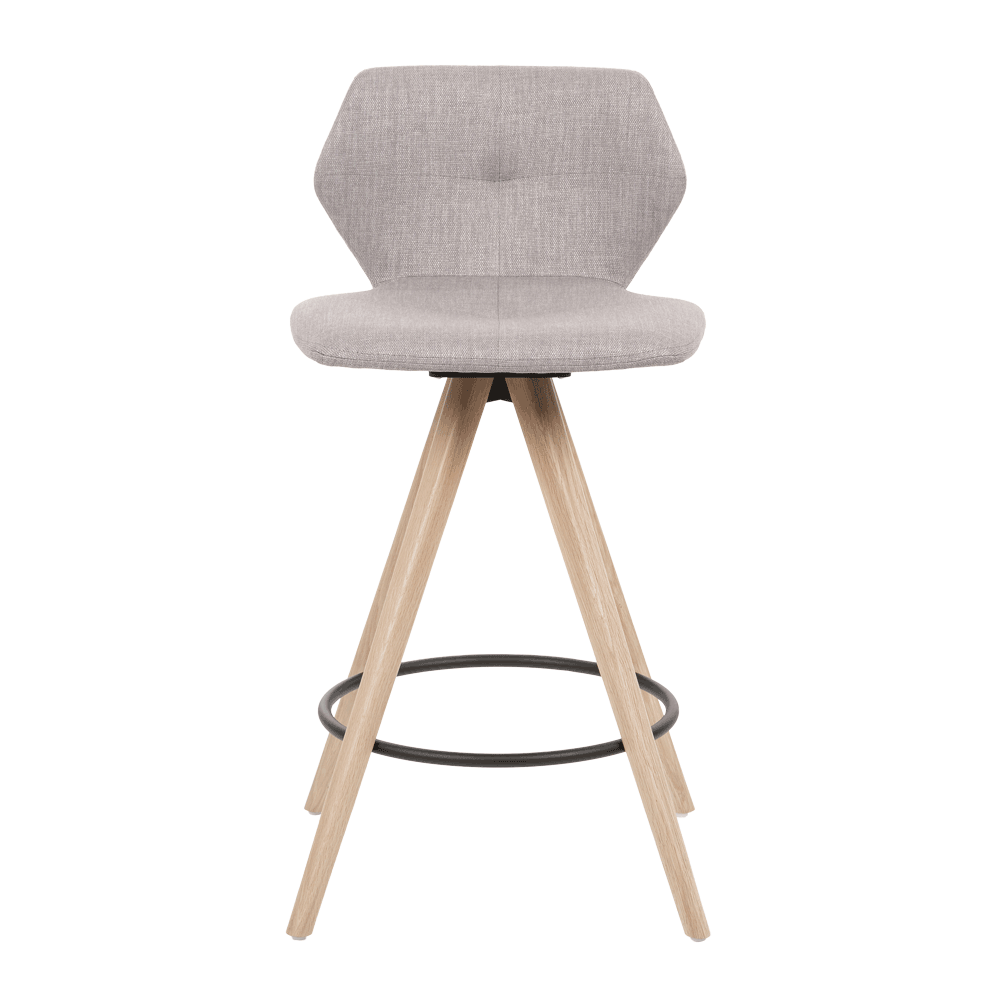 Mobitec :: Upholstered bar stool / bar stool Mood 91, height 85 cm, gray, wooden legs