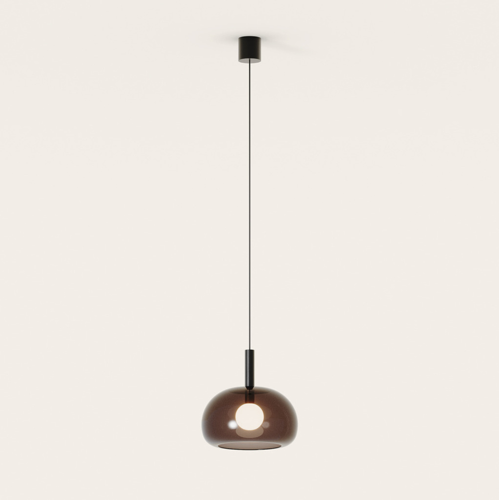 Aromas :: Lampa wisząca Cloud dymny klosz / czarny metal
